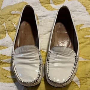 Stewart Weitzman patent leather White Leather Loafers for Women